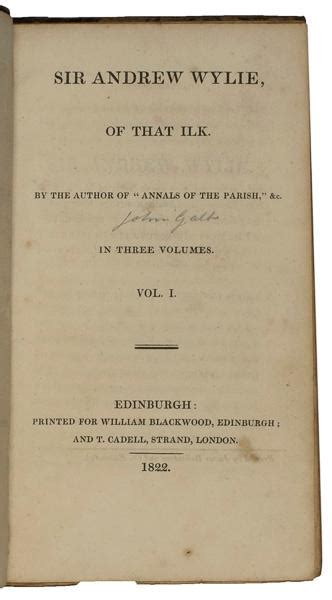 Sir Andrew Wylie Of That Ilk By Galt John 1822 Jarndyce The