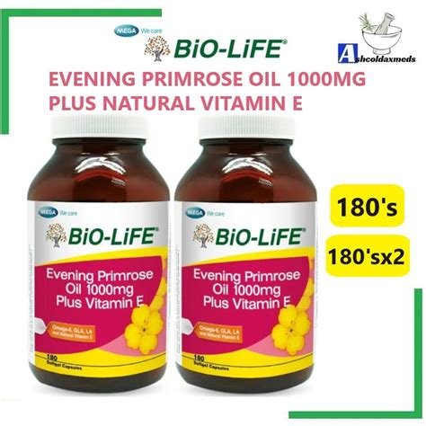 Bio Life Evening Primrose Oil EPO 1000mg Plus Vitamin E 180s EXP03