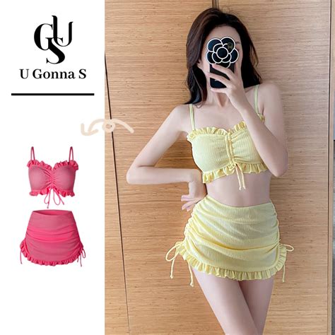 Bikini Set Beach Wear Swimsuit Women Sexy Push Up Padding Piece New Style With Skirt High