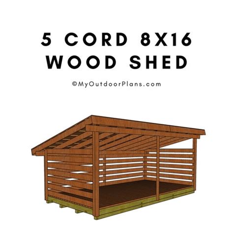 8x16 Firewood Shed Plans 5 Cord Wood Shed Diy Build Etsy