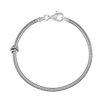 Individuality Beads Sterling Silver Snake Chain Bracelet Stopper Bead