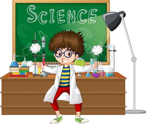 Scientist Cartoon Character With Science Lab Objects 6771348 Vector Art At Vecteezy