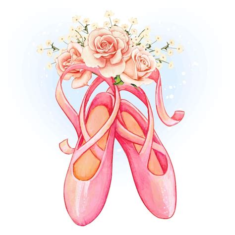 Premium Vector | Pink ballerina shoes and roses bouquet