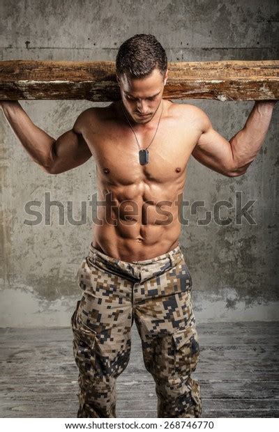 Man Army Pants Naked Torso Vertical Stock Photo 268746770 Shutterstock