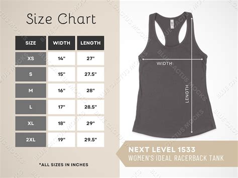 Next Level 1533 Size Chart Sizing Guide For Womens Ideal Etsyde