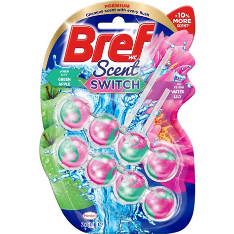 Bref Scent Switch Rim Block Toilet Cleaner 2 Pack 50g Apple Lilly