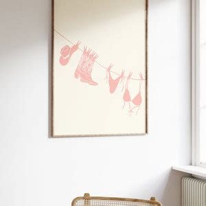 Bikini Art Print Printable Pink Bikini Beach Illustration Bikini