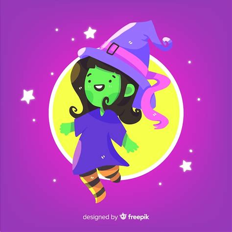 Fondo De Halloween Con Bruja Linda Vector Gratis