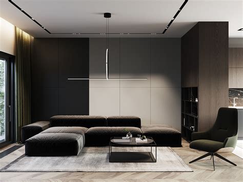 Dark Living Room On Behance In 2020 Dark Living Rooms Minimal Living Room Dark Interior Design