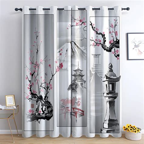 Amazon Wanjv Japanese Curtains For Bedroom Living Room Oriental