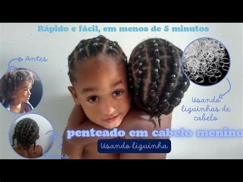 Penteado liguinhas em cabelo cacheado infantil de menino rápido