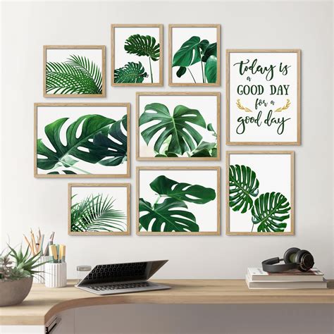 Pixonsign Framed Canvas Print Wall Art Set Tropical Jungle Monstera