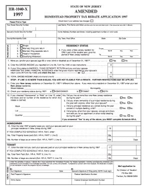 Fillable Online State Nj Hr1040 X Qxd HR 1040 X 1997 Amended Form