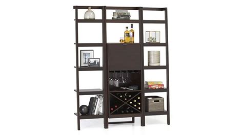 Sawyer Mocha Leaning Wine Bar With Two Bookcases In Bar Cabinets