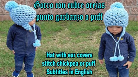 Gorro Con Orejeras Para Niños Tejido En Punto Garbanzo En Dos