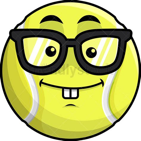 Geeky Tennis Ball Emoji Cartoon Clipart Vector Friendlystock