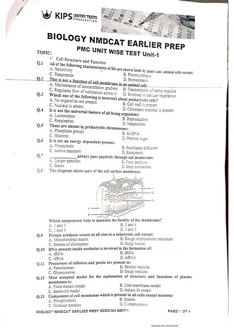 SOLUTION Bio Unit 1 Kips Test Studypool