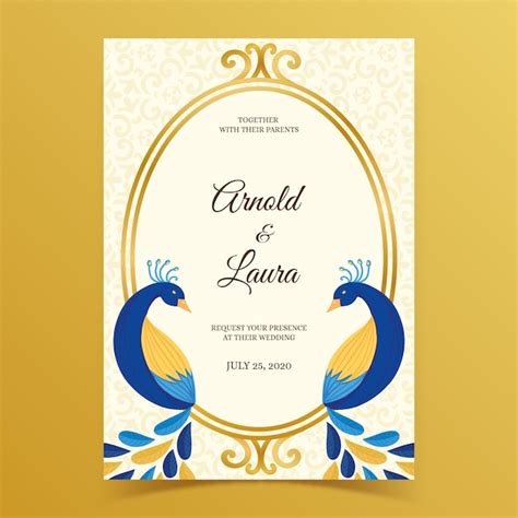 Premium Vector Wedding Invitation With Peacock Feathers