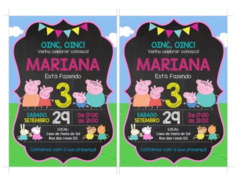 Convite Digital Peppa Pig Personalizado Festa De Anivers Rio