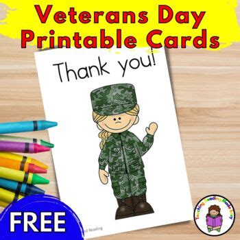 Printable Veterans Day Cards by Teaching Reading Made Easy | TpT