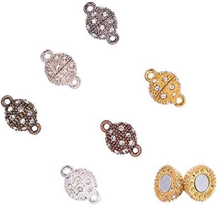 Ph Pandahall Sets Round Alloy Rhinestone Brass Magnetic Clasps For