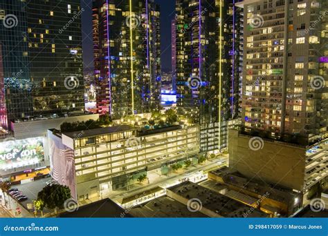 Aerial Shot Of The Moxy Downtown Los Angeles And The Chase Building ...