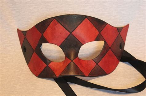 Mens Masquerade Domino Mask Black And Red Checkered Etsy