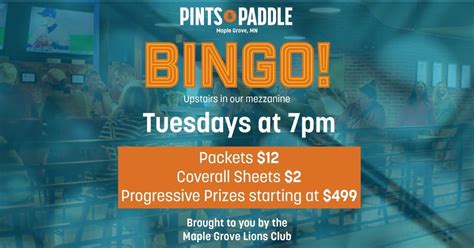 Bingo @ Pints & Paddle, Pints & Paddle, Osseo, 12 March to 13 March ...