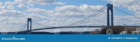 Verrazzano-Narrows Bridge on a Beautiful Day Stock Image - Image of ...