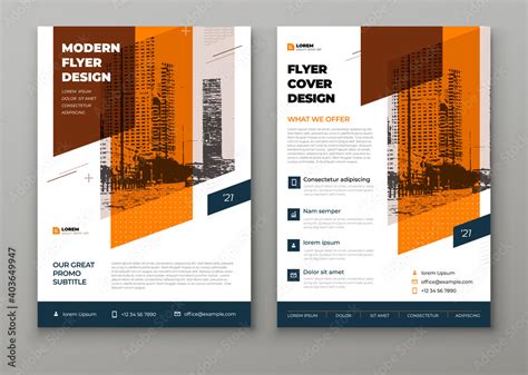 Flyer template layout design. Orange Corporate business flyer mockup ...