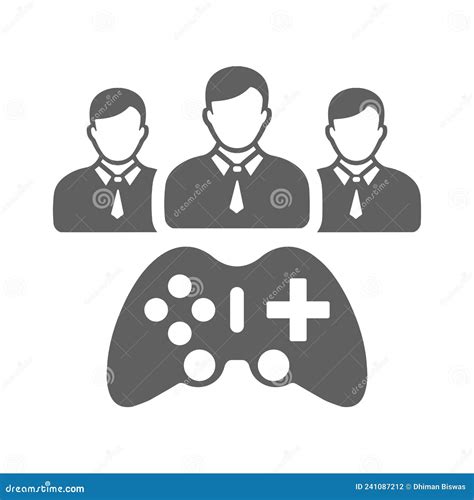 Multiplayer Game Players Icon Gray Vector Graphics Stock