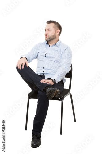 Man Sitting On Chair Isolated White Background Body Language