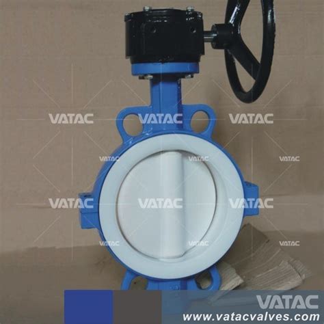 Gear Box Wafer Fluorine Lined Butterfly Valve China Fluorine Lined