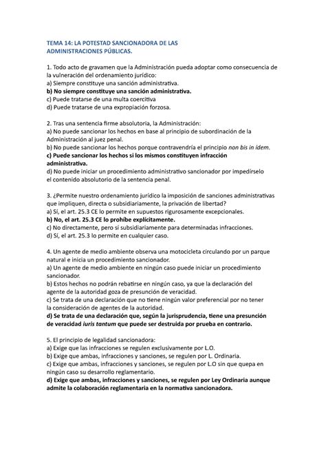 Tema Test Derecho Administrativo Ii Tema La Potestad