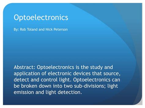 PPT - Optoelectronics PowerPoint Presentation, free download - ID:1586645