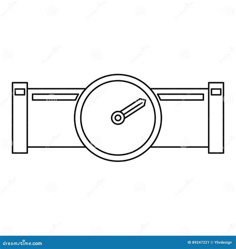 Pipe With Water Meter Icon Outline Style Stock Vector Illustration