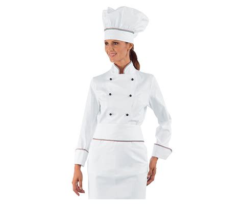 Chaqueta De Cocinera Blanca Con Ribete Bandera De Italia Isacco