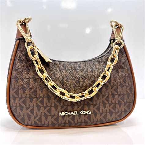 Michael Kors Cora Mini Zip Pouchette Crossbody Shoulder Bag Luggage