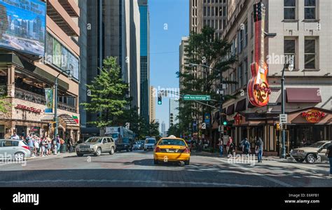 Peachtree Street And International Boulevard In Downtown Atlanta Stock