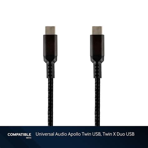 3 Foot Black USB C Cable For Universal Audio Apollo Twin USB Reverb