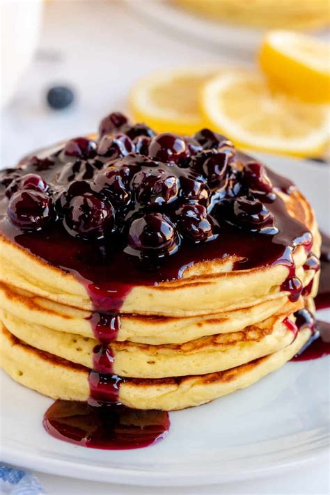 Lemon Ricotta Pancakes With Blueberry Sauce Valerie S Kitchen