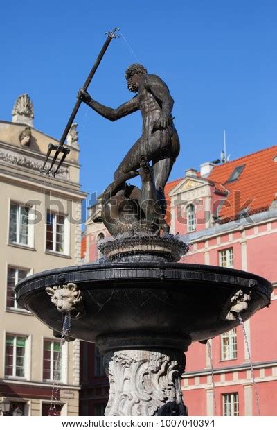 Neptune Fountain Fontanna Neptuna City Gdansk Stock Photo