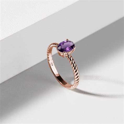 Oval Amethyst Rose Gold Ring | KLENOTA