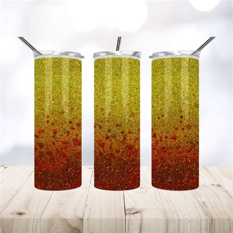 20 Oz Skinny Tumbler Sublimation Png Rot Gold Glitzer Tumbler Etsy