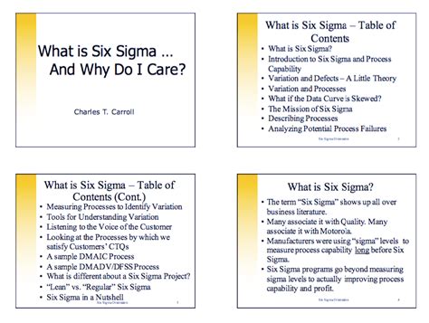 Six Sigma Awareness Training Slides