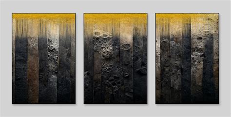 Premium Photo A Series Of Paintings With Gold And Black Colors With