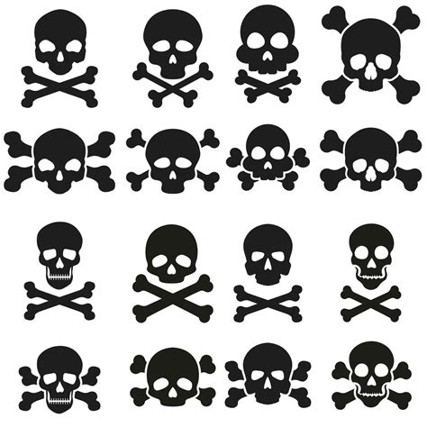 Skull and Bones vector icon set. danger illustration sign collection ...