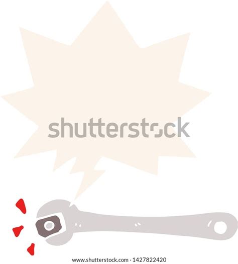 Cartoon Spanner Turning Nut Speech Bubble Stock Vector Royalty Free