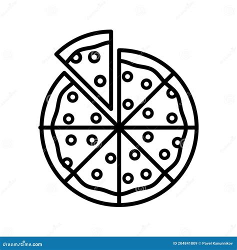 Contorno Simple Vector Pizza Icono Aislado Sobre Fondo Blanco Stock De