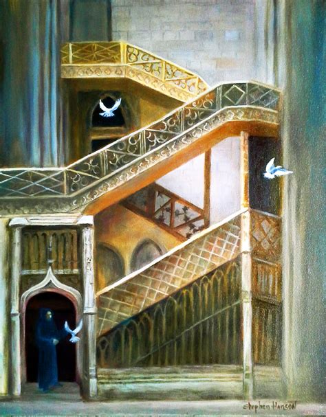 "Monastery Building With Monk and Doves" (Original art by Realistic ...